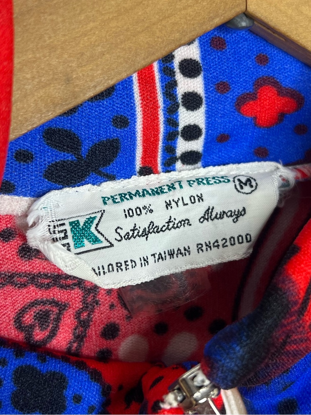 Vintage 1970s Bandana Patchwork Tunic Top Mod Patriotic Red White Blue Medium - Picture 10 of 10